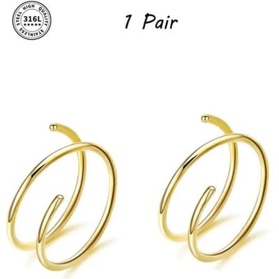 Dubbele Hoepel Neuspiercing Roestvrij Staal voor Enkele Piercing, Strakke Spiraal Neuspiercing 20G 8/10mm Dunne Neusringen Piercing Sieraden 0.8x10mm