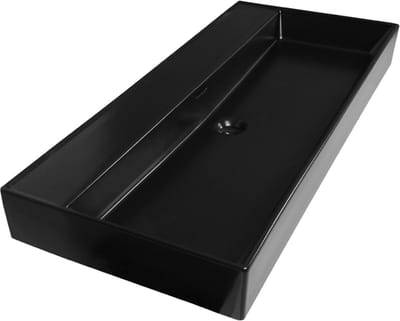 Saniclass Legend Meubelwastafel - 100x47x13cm - overloop - 1 wasbak - zonder kraangat - keramiek - mat zwart