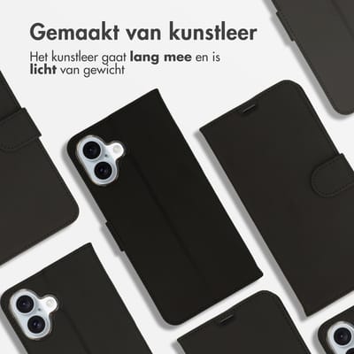 Accezz Hoesje - Geschikt voor Apple iPhone 16 Plus - Wallet Softcase Bookcase - Zwart