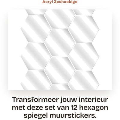 Dailygoods- Spiegelstickers 24 stuks - Hexagon Muurstickers - Acryl Muurdecoratie - Afneembaar - Niet giftig - Moderne Elegantie - Muursticker