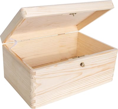 Creative Deco XXL Grote Houten Doos met Sleute Opberg-Kist | 30 x20 x 14 cm (+/-1cm) | met Deksel | Perfect voor Documenten, Voorwerpen, Speelgoed, Gereedschap | RUW EN ONVERZEGELD