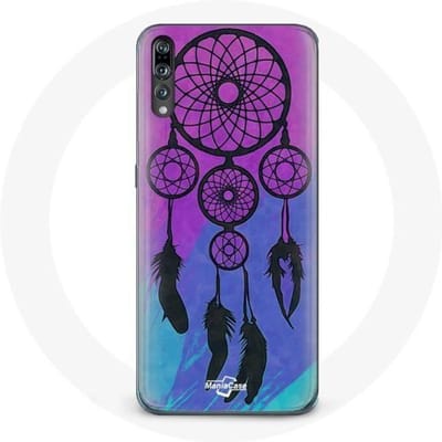 Case voor Huawei P20 Dream Catcher Zwart Blauwe en Paarse Achtergrond