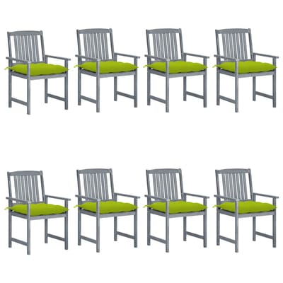 vidaXL - Tuinstoelen - 8 - st - met - kussens - massief - acaciahout - grijs