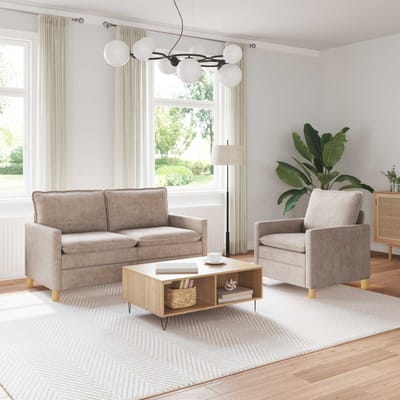 vidaXL - Bankstel - 2 - st - Beige - Polyester