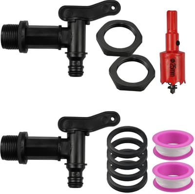 Ynkkvre - Regenton kraan - Kraan voor regenton - Aftap Kraan - Reserve kraan - Standaard kraan - Wateradapter - 3/4 inch BSP - UV-bestendig Kunststof - Eenvoudige Installatie - Universele Compatibiliteit
