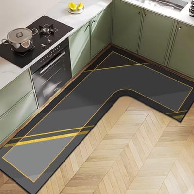 Nordic Licht Luxe Diatomeeënaarde Huishoudelijk L-vormig Keukenvloermat Waterabsorptie Antislip Sneldrogend en Onderhoudsvriendelijke Vloermat 80*120*45cm
