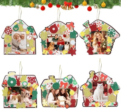 Set van 12 Kerstmis Fotolijsten - Versieringen, Kerstboom Decoratie, Vilt Fotolijsten, Creatieve Cadeaus voor de Feestdagen, Unieke Sieraden voor je Kerstboom