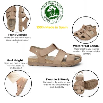 Panama Jack Herren Waterdichte Taupe Leren Sandals - Stanley C8