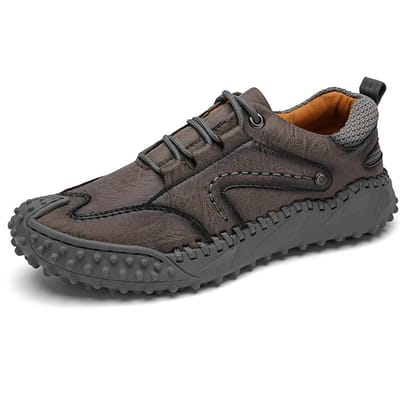 Herfst en Winter Nieuwe Outdoor Vrijetijds Leren Schoenen Retro Lage Top Herenschoenen Trendy Grote Maat Britse Stijl Werkschoenen 46 grijze kleur