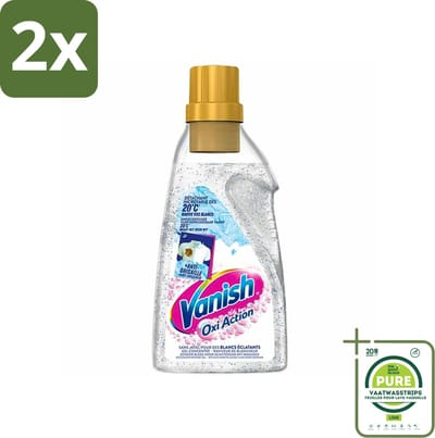 Vanish - Vlekverwijderaar - Oxi Action Booster Gel Whitening - Voor Witte Was - 750 ml - Voordeelverpakking - 2 stuks - Witte was - Vlekkenverwijderaar