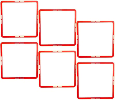 Voetbaltrainingsringen - Snelheidstrainingsringen Behendigheidsringen - Sporttraining Coördinatie Verbeteren - Verstelbaar Vierkant Ontwerp - 43x43cm - Rood