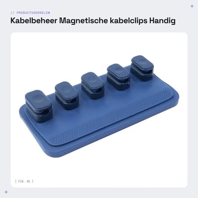 Dailygoods - Kabelbeheer - Magnetische kabelclips - Handig en praktisch - Koningsblauw - USB-C en Micro kabel - Ideaal voor bureau - 5 clips