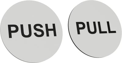 Deurborden Push Pull - Bedrijfsborden Ingang - Bedrijfsbewegwijzering - Zelfklevende Montage - 7cm Rond - Wit