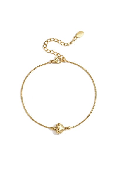 Minimalistische Dames Armband Met Versierd Hartje - Verkleurt Niet - Cadeau - Goudlief.nl