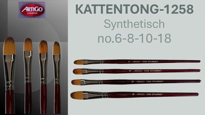 Artigo Professional 1258 Sylinsky Penseelset – Kattentong (4-delig: Maat #6, #8, #10, #18) – Professionele Penselen voor Olie- en Acrylverf