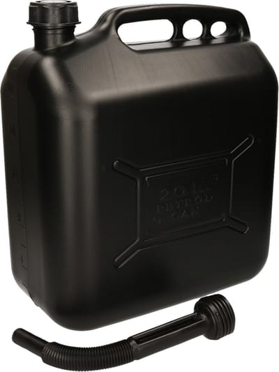 Dunlop Jerrycan / benzinetank - voor brandstof - 20 liter - zwart - met trechter