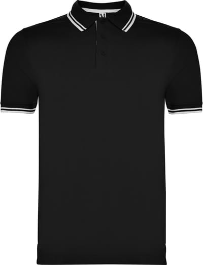 Heren polo'Montreal' met 2 steepjes in kraag en mouwen merk Roly maat S Zwart/Wit