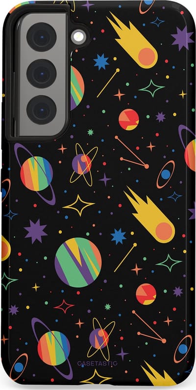 Casetastic Hoesje Geschikt voor Samsung S22 - Stijlvolle Beschermende Duo-layer Case - Planeten en meteoren