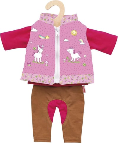 Heless poppenoutfit paardrijden eenhoorn 28-35 cm babypop kleding.