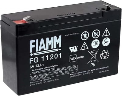 Oplaadbare Batterij - Loodaccu - Noodstroom - Onderhoudsvrij - 6V 12Ah - Zwart