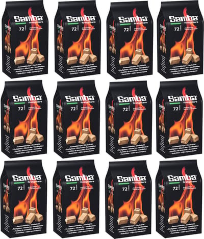Samba Omdoos Aanmaakblokjes - 12x72 Stuks voor BBQ & Openhaard