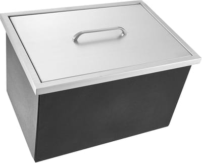 Ingebouwde ijsbox, 40QT, roestvrijstalen ijskoeler, 20"L x 14"B x 12"H commerciële ijsbak met deksel, afvoerbuis en stop, buitenkeuken, wijn-, bierbar