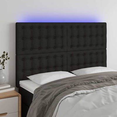 vidaXL - Hoofdbord - LED - 144x5x118/128 - cm - stof - zwart