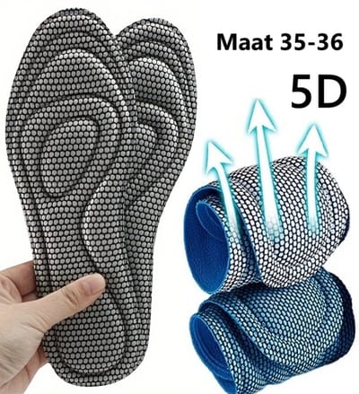 5D Memory Foam Inlegzolen I Foam Zolen I Inlegzolen Voor Pijnonderdrukking I Inlegzooltjes I Sport Zolen I Zweetabsorberend I Schoen Zooltjes I Maat 35 - 36