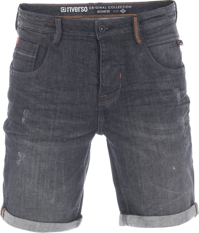 riverso Heren Short Broeken RIVTom regular/straight Fit Zwart W 30 Volwassenen Stretch Jeans Korte Broek