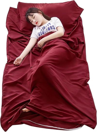 Reislaagzak Slaapzak - Reishoes Liner - Hygiënisch Reizen - 2-in-1 Functie - 220 x 90 cm - Rood