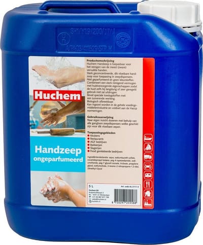 Handzeep Ongeparfumeerd 5 L – Milde, Geurvrije Vloeibare Zeep voor Professioneel Gebruik