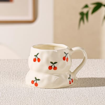 Tasse en Céramique Irrégulière avec Anse Résistance aux Hautes Températures Vaisselle en Céramique Tasse Pincée à la Main Tasse à Thé de l'Après-midi Haut de Gamme Tasse à Eau Tasse à Café 350ML