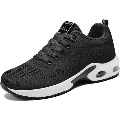 Nieuwe Damesschoenen met Luchtkussen Koreaanse Modetrend Mesh Schoenen Zachte Zool Ademende Sportschoenen Dameseditie 36 black