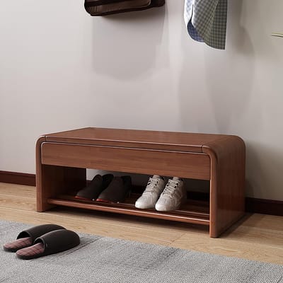 Opbergbank en instapbank - Meubel met opbergruimte - Schoenen opbergen - Massief houten constructie - Bruin