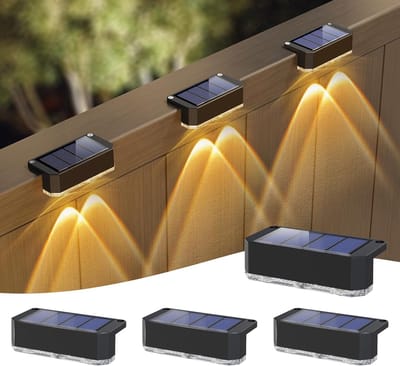 Set van 4 Waterdichte LED Solar Tuinlampen voor Buiten, Perfect voor Balkon, Terras, Trappen en Hekken