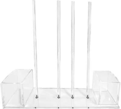 Deksel Organizer - Potdeksel Houder - Keuken Opbergen - Antislip Bodempads - 24.5x9.5x6 cm - Transparant