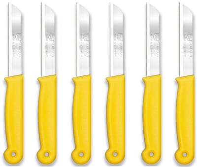 Solingen Kartelmes – Tomatenmes met Kartel – RVS – 18,5 cm met Blade Cover – Geel – 6 stuks