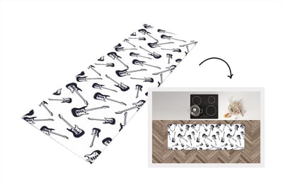 Keukenloper - Loper keuken - Tiener - Gitaar - Muziek - Patronen - 150x50 cm - Keukenloper vinyl