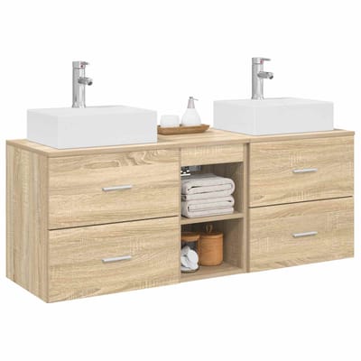 vidaXL - Badkamerkast - set - 3 - st - Sonoma - Eiken - 129 - x - 41 - x - 79,5 - cm