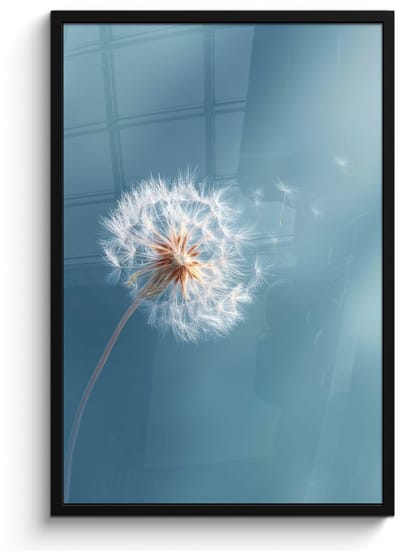 Poster in lijst - Fotolijst 60x90 cm - Posters - Paardenbloem - Wind - Blauw - Posterlijst zwart - Decoratie - Wanddecoratie woonkamer - Muurdecoratie slaapkamer
