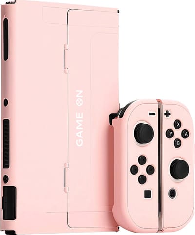 Xainy – Hard Case ROZE geschikt voor Nintendo Switch OLED | Switch-games accessoires | beschermhoesje / cover voor de Nintendo Switch consoles | Screen protector & joycons pro controller grip inbegrepen | cadeau voor vrouwen