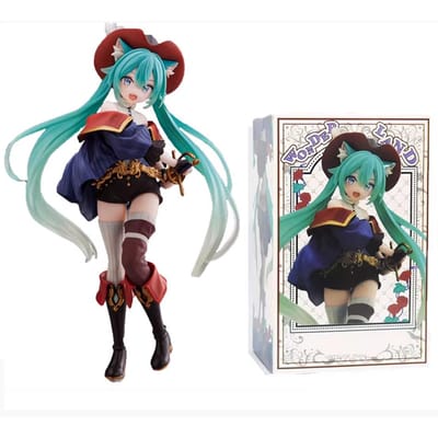 Nieuwe Hatsune Miku Desktop Actiefiguur Tale Wonderland Miku Gelaars de Kat Anime Figuur Kawaii Meisje Model Speelgoed Schattige Decoratie