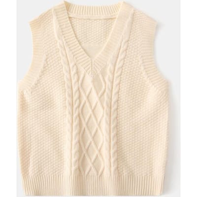 Pull pour enfants, Gilet pull jacquard uni à col en V pour garçons, Pull sans manches 110 white