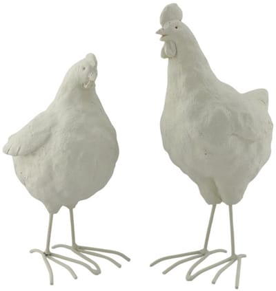 Home Society - Kippen - Set van 2 - Beige - Polyresin - 23 x 10 x 16 cm - Decoratieve Beeldjes - Voorjaar - Pasen