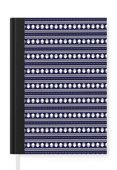 Notitieboek - Schrijfboek - Schelp - Nautisch - Blauw - Wit - Notitieboekje klein - A5 formaat - Schrijfblok