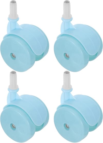 Zwenkwielen Kinderwagen - Loopwielen Baby - Verbeterde Mobiliteit - Universele Stangbevestiging - 9.5 x 5.5 x 5 cm - Hemelsblauw