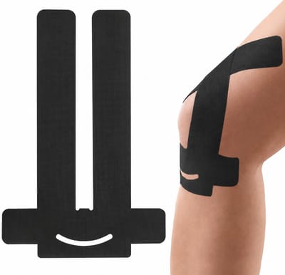 20 stuks voorgesneden kinesiologietape voor kniepijn, waterdichte verlichting, atletische knietape voor stabiliteit, langdurige ondersteuning bij sporten（zwart）