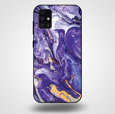 Smartphonica Telefoonhoesje voor Samsung Galaxy A71 4G met marmer opdruk - TPU backcover case marble design - Goud Paars geschikt voor Samsung Galaxy A71 4G