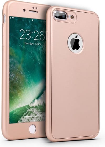360-graden Frosting TPU Beschermhoesje Set voor iPhone 7 Plus _ Goud