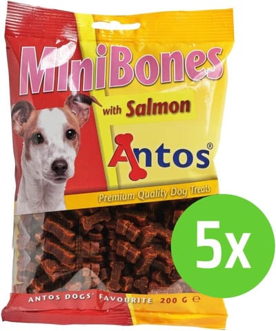 Antos Mini Bones Zalm - hondensnoepjes - 200 gram - 5 Verpakkingen